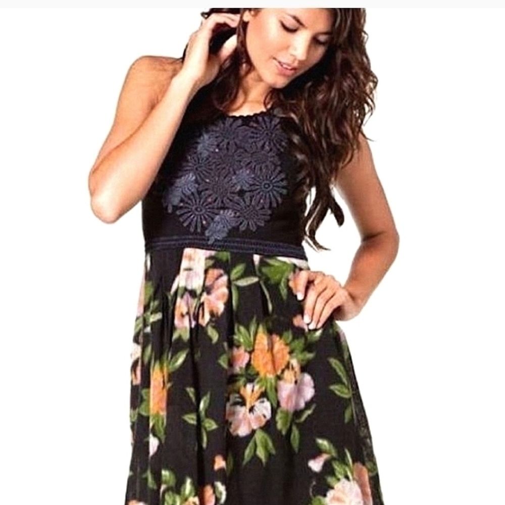 FREE People Crochet Embroidered Wool Blend Mini Dress